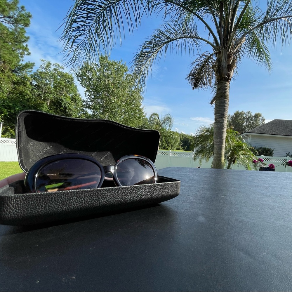 Balenciaga black, white, green sunglasses new in box